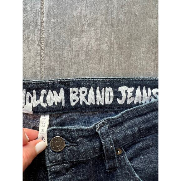 VOLCOM 1991 Straight Ankle Fit Dark Wash Denim Jeans Stretch Size 11 Waist 31 - Picture 6 of 11